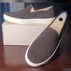 ROTHY'S THE ORIGINAL SLIP ON SNEAKER IN DARK BROWN HERRINGBONE